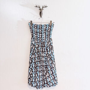 Plenty by Tracy Reece Women's Blue/Black/White Strapless Dress Size Small NWT